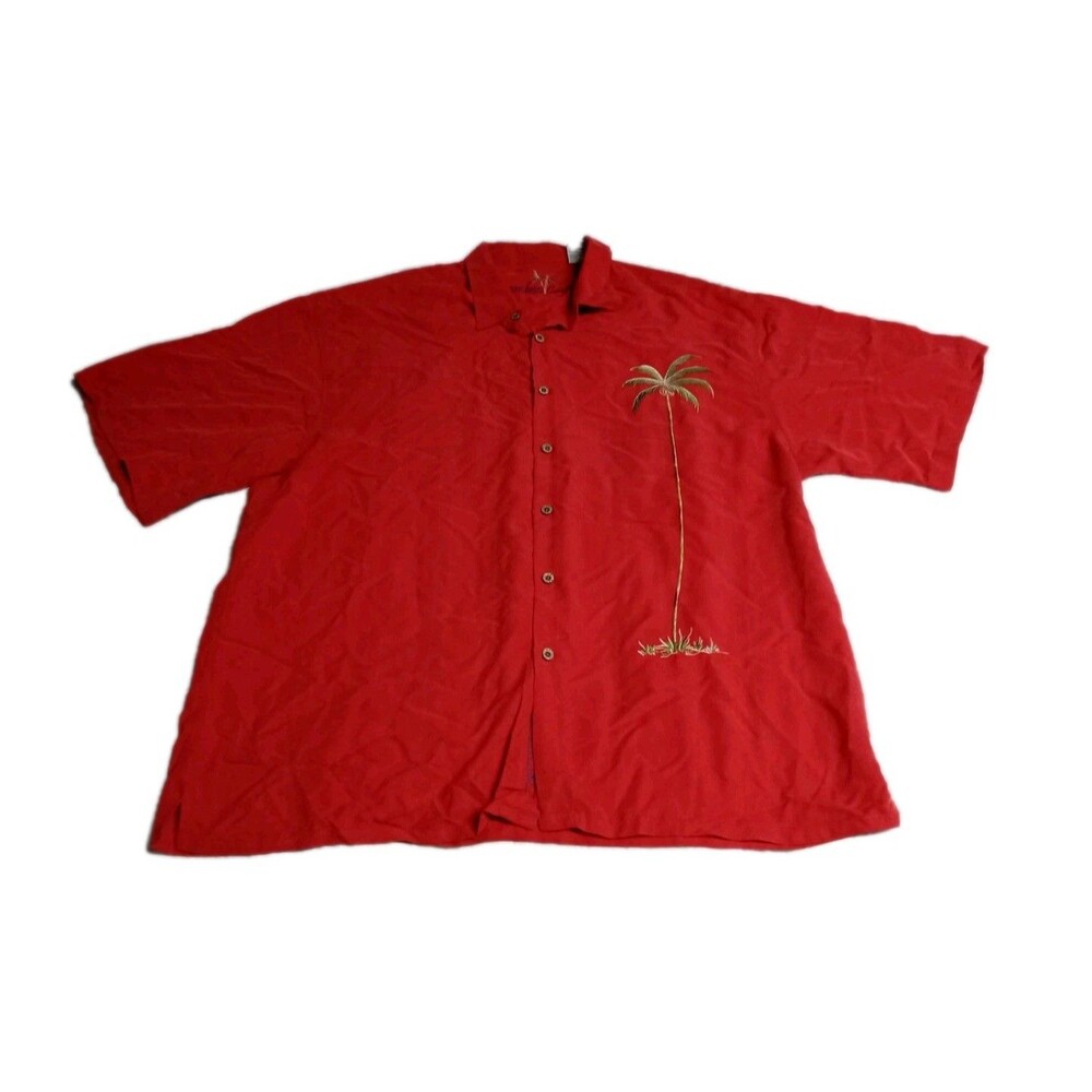 Bamboo Cay Hawaiian Shirt Mens XXL Red Short Sleeve Button Down Beach Tropical